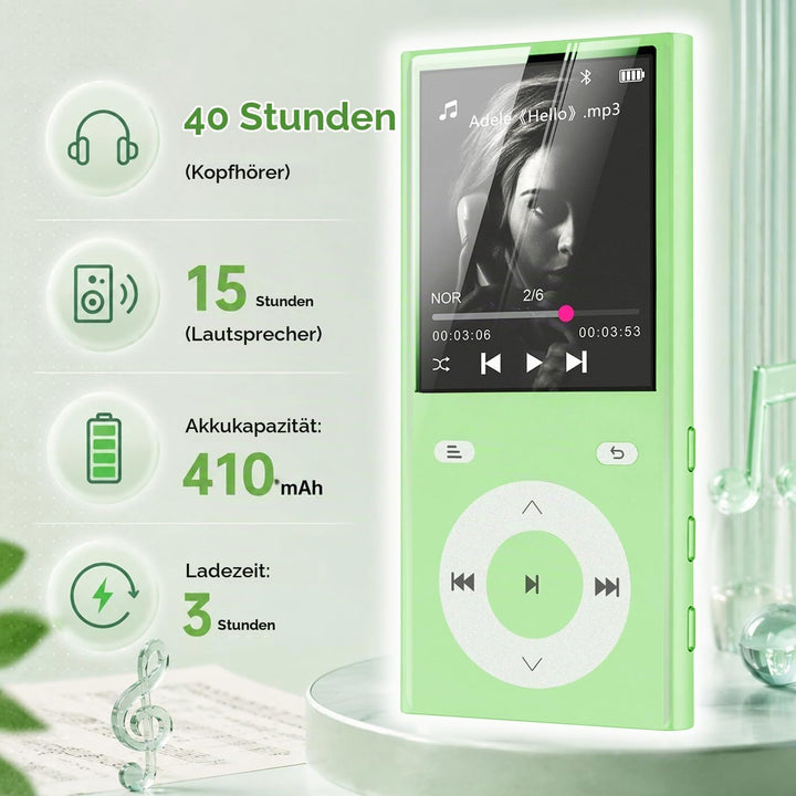 90GB MP3 Player Bluetooth 5.3, Musik Player 2 TF-Kartensteckplätzen