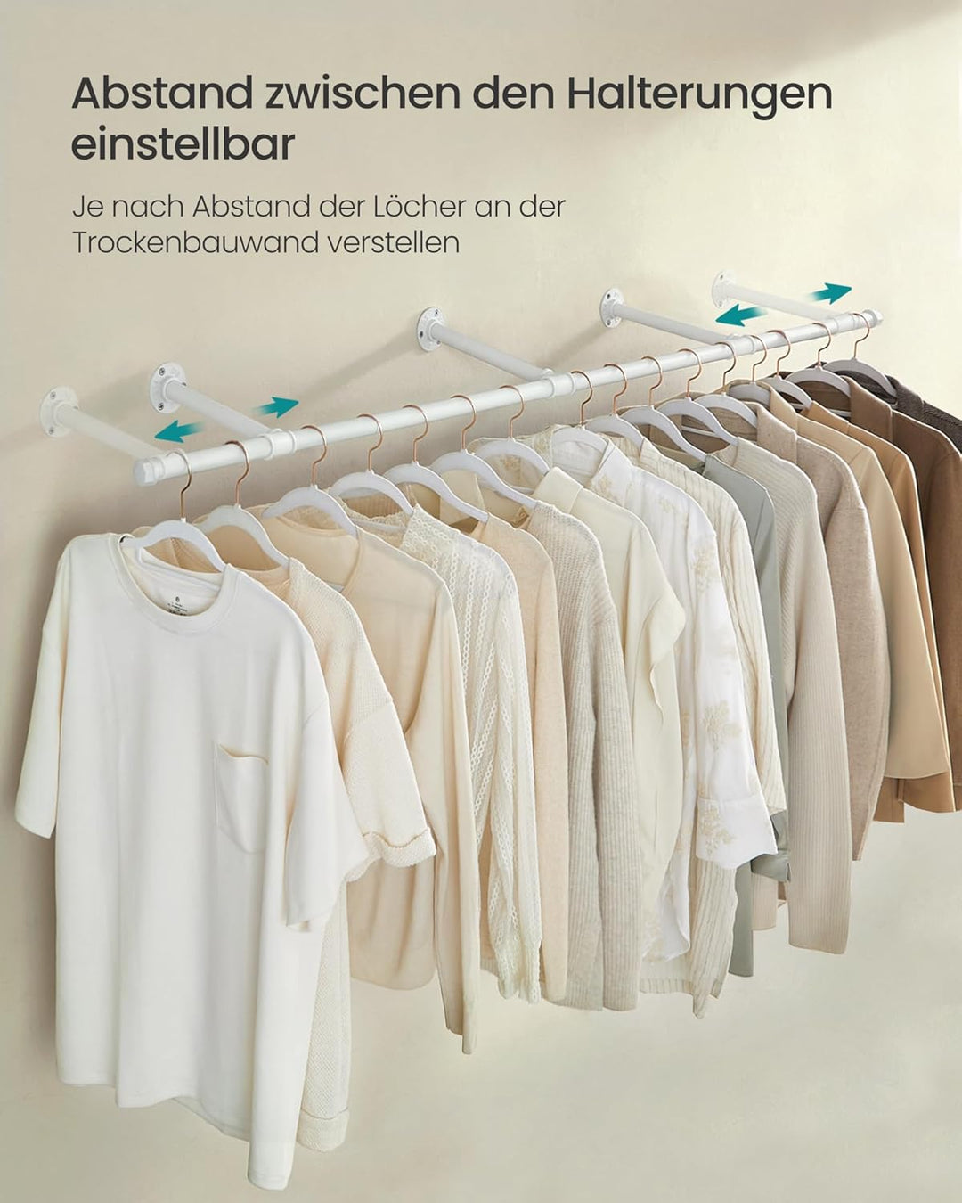 SONGMICS Kleiderstange für die Wand, Kleiderständer Wandmontage, Industrie-Design, platzsparend, 30