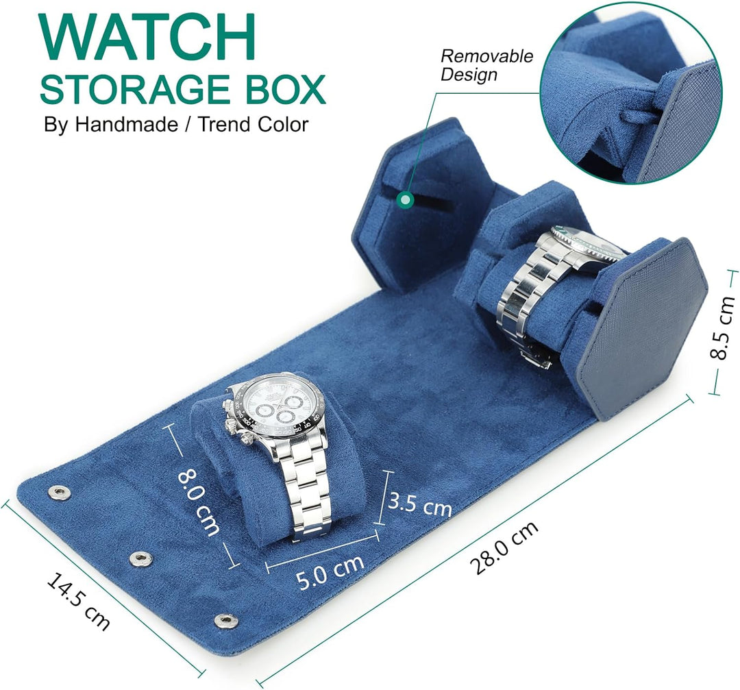 Hiram Hexagon Uhren-Reiseetui aus echtem Leder 2 Uhrenrollen-Etui Uhren Aufbewahrungsbox Schutz-Orga