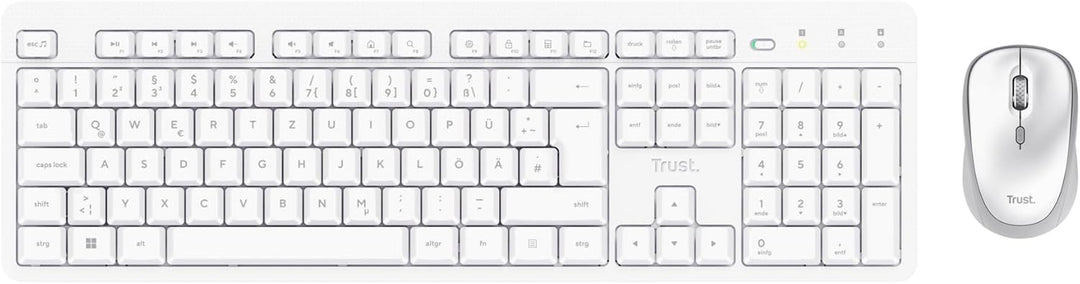 Trust ODY II Leise Tastatur Maus Set Kabellos Deutsches QWERTZ Layout, Flachen Tasten, Beidhändig Fu