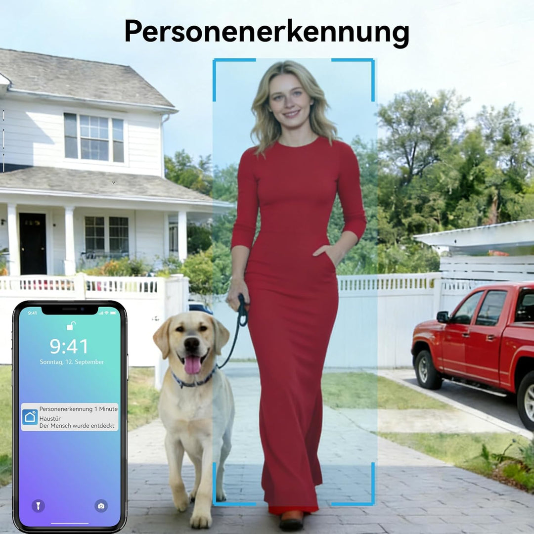 Video-Türsprechanlage, 2 Draht WiFi Türklingel mit 7" Farb-Touchscreen, 1080p Nachtsicht und Zwei-We