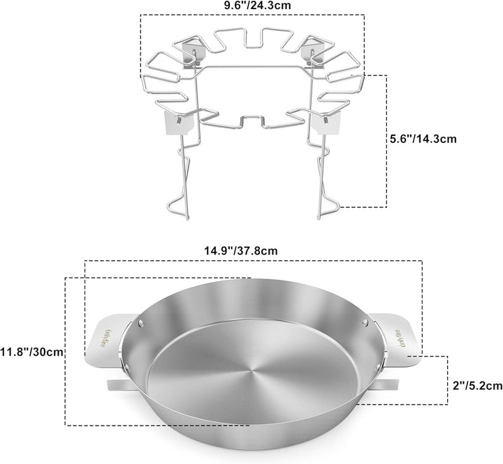 onlyfire Hähnchenschenkel Halter mit Auffangschale für 12 Keulen, Edelstahl Hähnchen Ständer, Hähnch