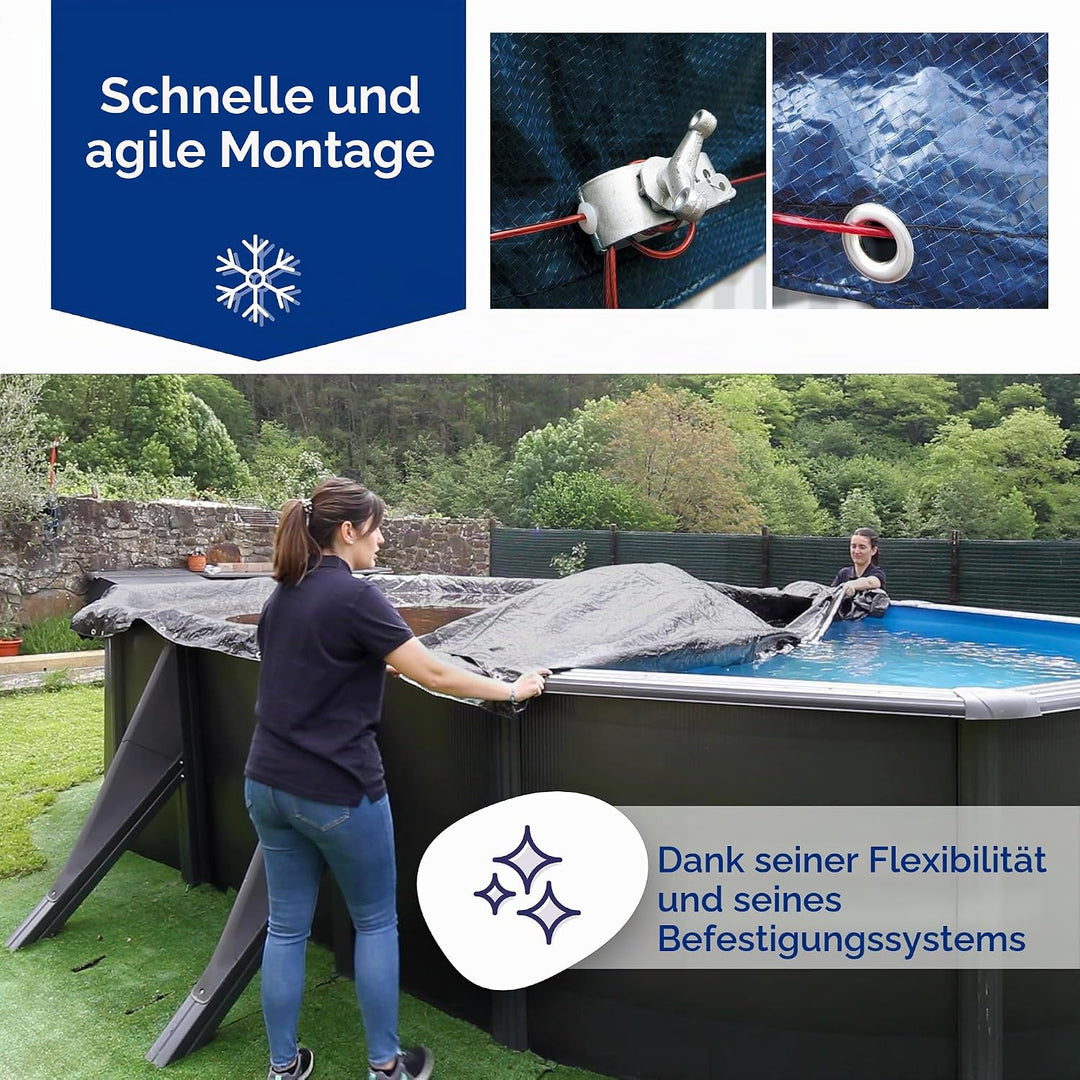 Gre CIPROV611P – Extra Abdeckung für ovale Pools 610x375 cm und Pool in acht 500 x 340, 180 g/m², Sc
