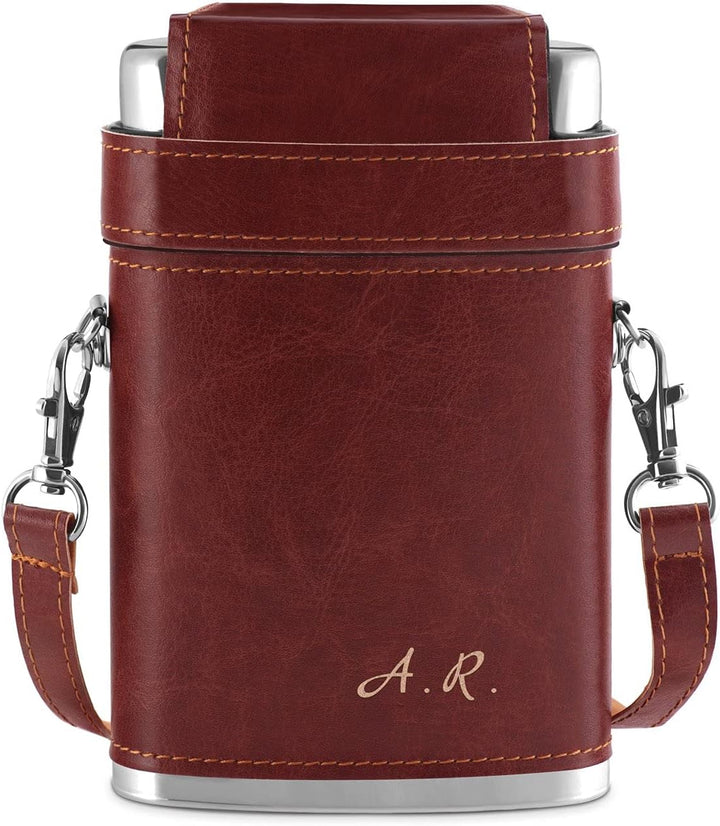 Maverton Flachmann mit Gravur - personalisiert - 250 ml - aus Edelstahl - 3x10 ml Pinnchen - Weihnac