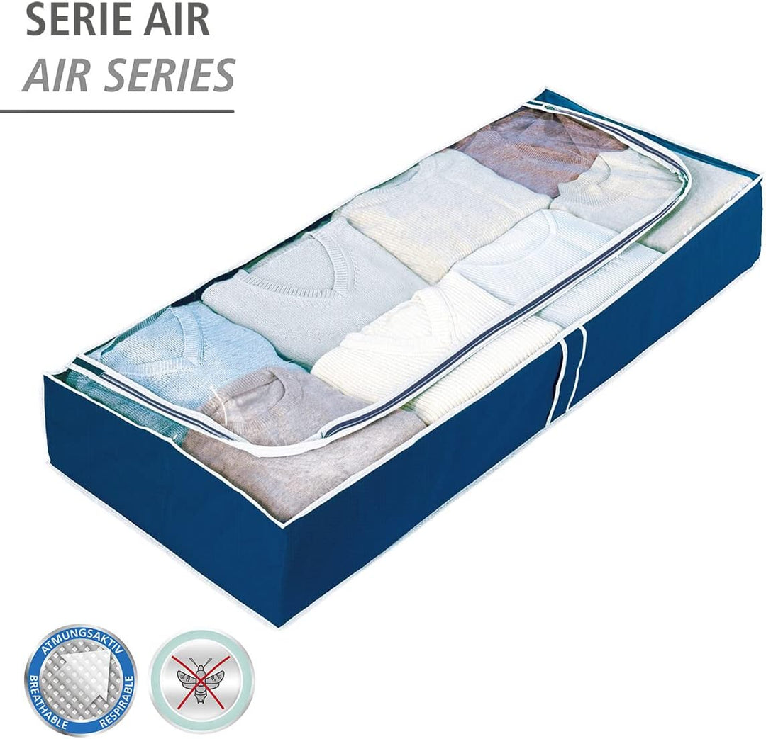 WENKO Unterbettkommode Air, 4er Set, Aufbewahrungstaschen mit Sichtfenster & 3-Seiten-Reissverschlus