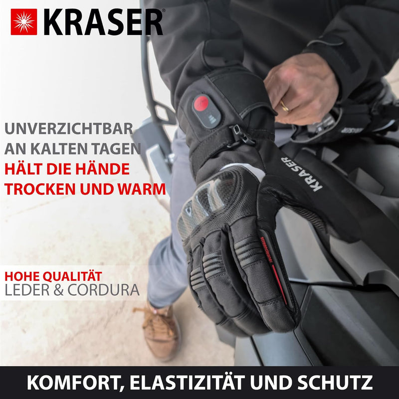 KRASER KRGS28-L Beheizte Handschuhe für Motorrad Ski Snow, Elektrisch Thermal 2200mAh Lithium 7,4 V