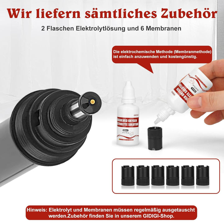 Sauerstoffmessgerät-Testkit, Teichsauerstofftester, DO-Messgerät mit austauschbarer Membrankappe, sa