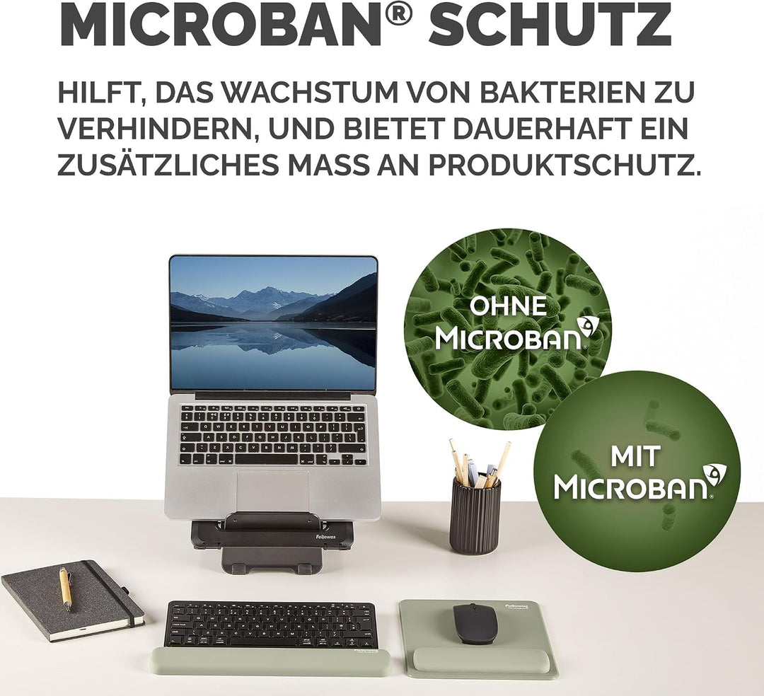 Fellowes Breyta Mauspad mit Handgelenkauflage – Salbei, mit HEX Cushion Technology Silikonpolster, r