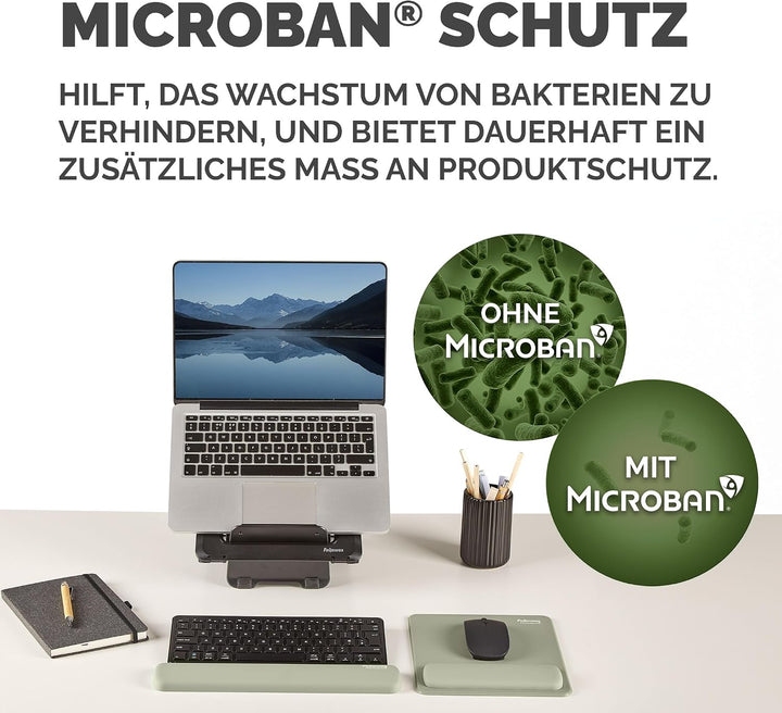 Fellowes Breyta Mauspad mit Handgelenkauflage – Salbei, mit HEX Cushion Technology Silikonpolster, r