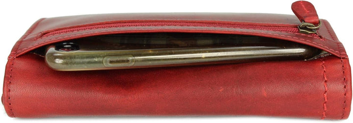 Hochwertige Vintage Leder Damen Geldbörse Portemonnaie langes Portmonee Geldbeutel aus weichem Leder