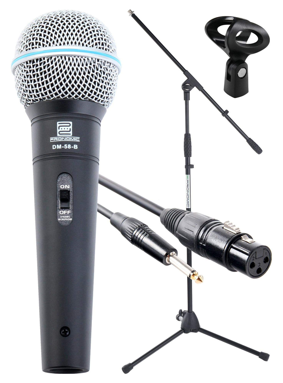 Pronomic Superstar Mikrofonset (Komplettset, dynamisches Gesangs Mikrofon, Galgenständer, 5m Klinke-
