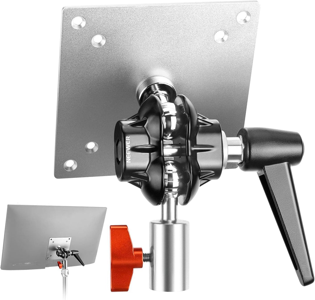 NEEWER Monitor Mount Adapter mit VESA Halterung, Aluminium Lichtstativ Adapter, Zwei 360° Kugelgelen