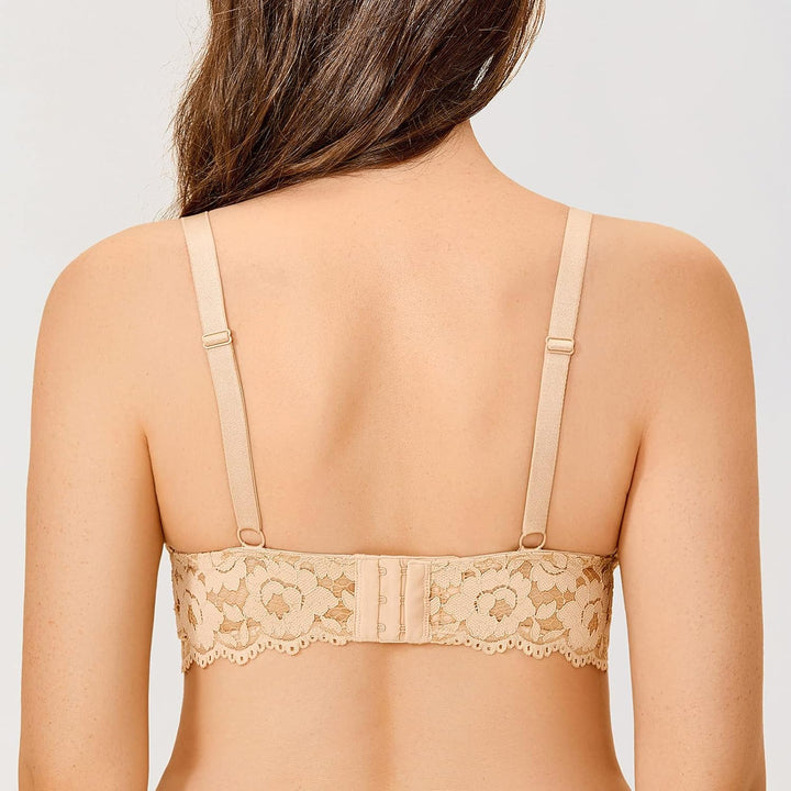 MOMANDA Damen Still BH Spitze Gepolstert Schwangerschafts BHS Ohne Bügel 70D Beige, 70D Beige