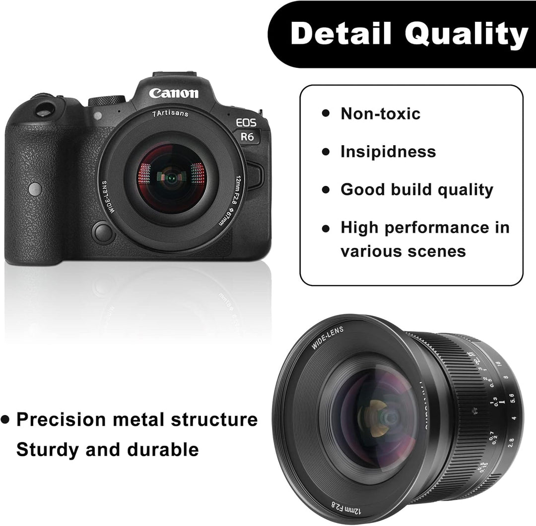 7artisans 12 mm F2.8 Mark Ⅱ Ultra-Weitwinkel APS-C Manueller Fokus Prime Objektiv kompatibel für Can