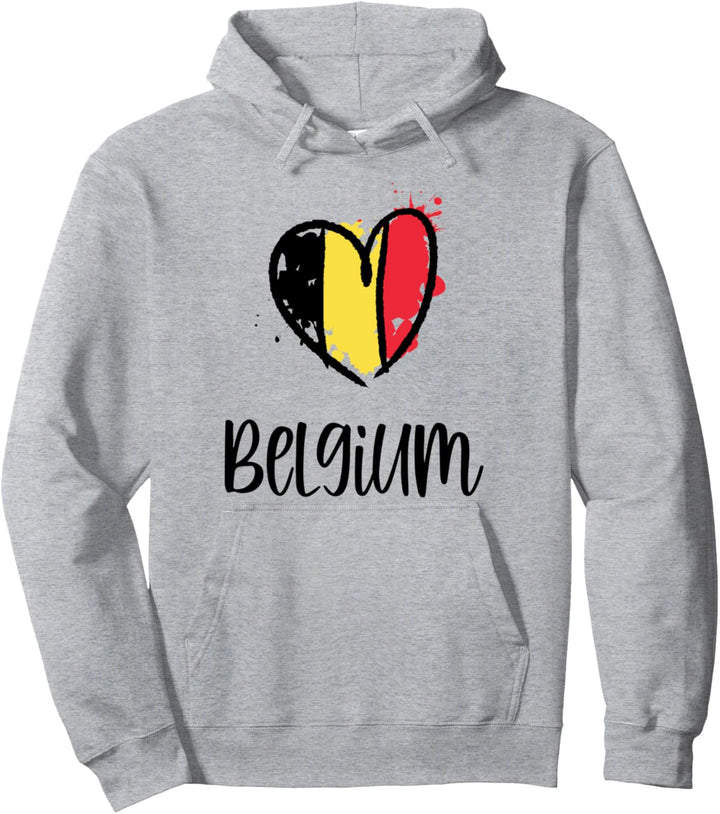 Belgium Heart Line Art Flag Cute Europe Dutch Belgian Gift Pullover Hoodie