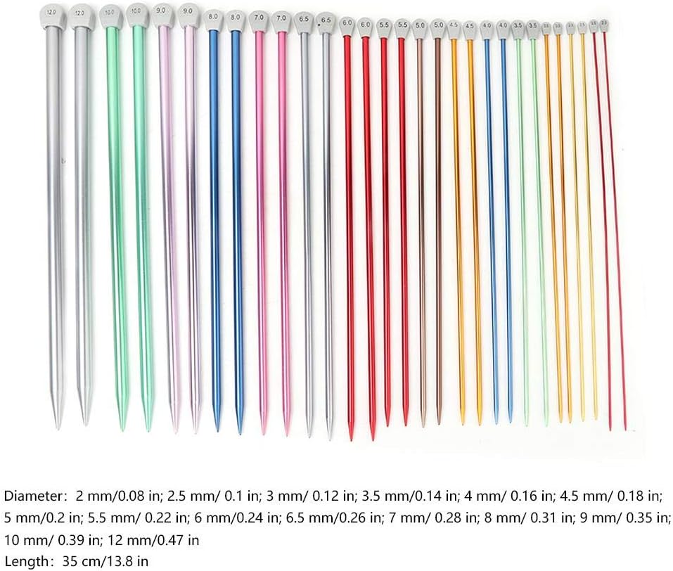 Stricknadel-Set, 15 Paar bunte oxidierte Pullover Garn Nadel DIY Hand stricken Tool Bar Nadel SetStr