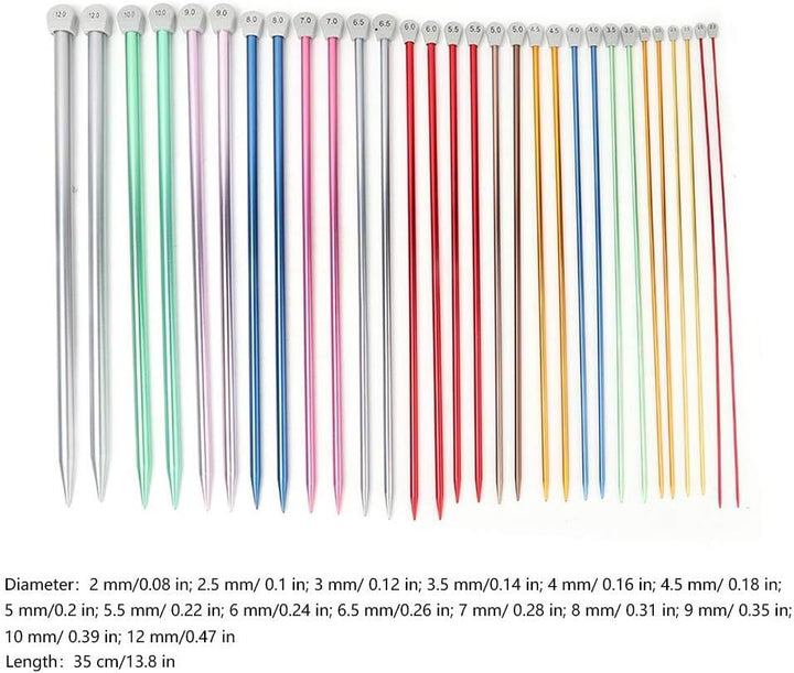 Stricknadel-Set, 15 Paar bunte oxidierte Pullover Garn Nadel DIY Hand stricken Tool Bar Nadel SetStr