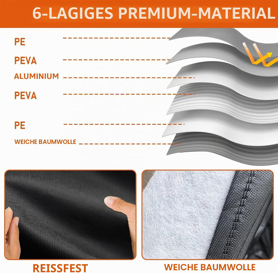 Vollgarage für VW Tiguan SWB 2007–2024, 6-lagige Outdoor Autoabdeckung mit Baumwolle, wasserdicht, R