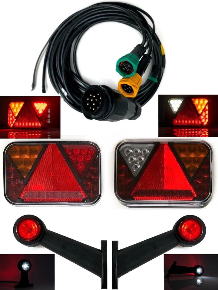 Anhängerbeleuchtung Set LED Rückleuchten LED Umrissleuchten 13 polig Kabel 7m