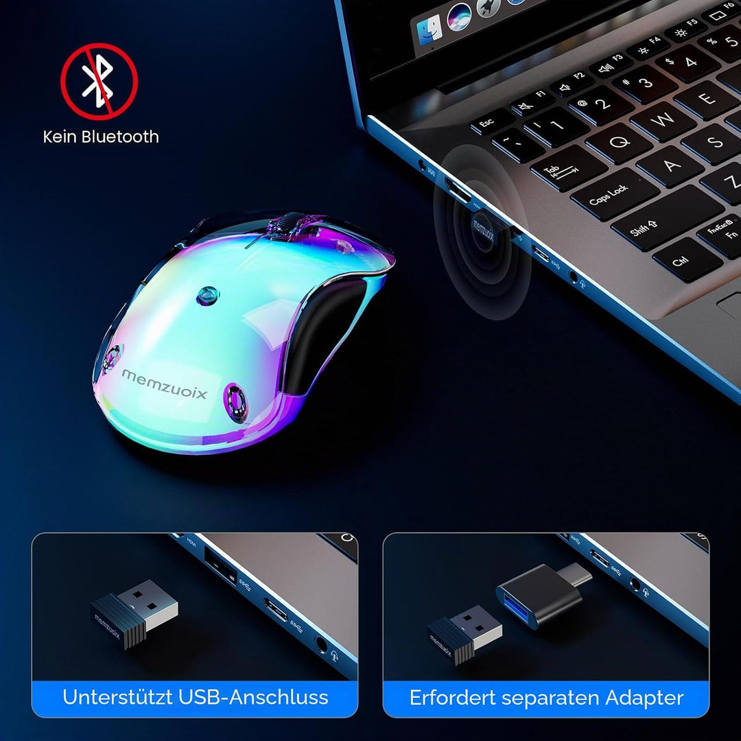 memzuoix LED Kabellose Maus – Wiederaufladbare 2.4G Optische Maus mit Magnetischer Abdeckung, Sanfte