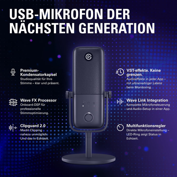 Elgato Wave:3 MK.2 – Premium USB Condenser Microphone for Streaming & Podcasting with Wave FX Proces