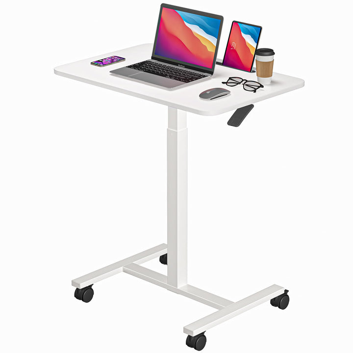 Dripex Computertisch höhenverstellbar mit Rollen, Nut für Tablet oder Handy | Steh-Sitz PC Tisch, Sc