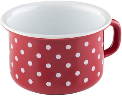 Riess, 0221-077, Topf mit Bördel (Becher) 8 3/8 L, COUNTRY - PÜNKTCHEN ROT, Trinkbecher, Inhalt 0,37