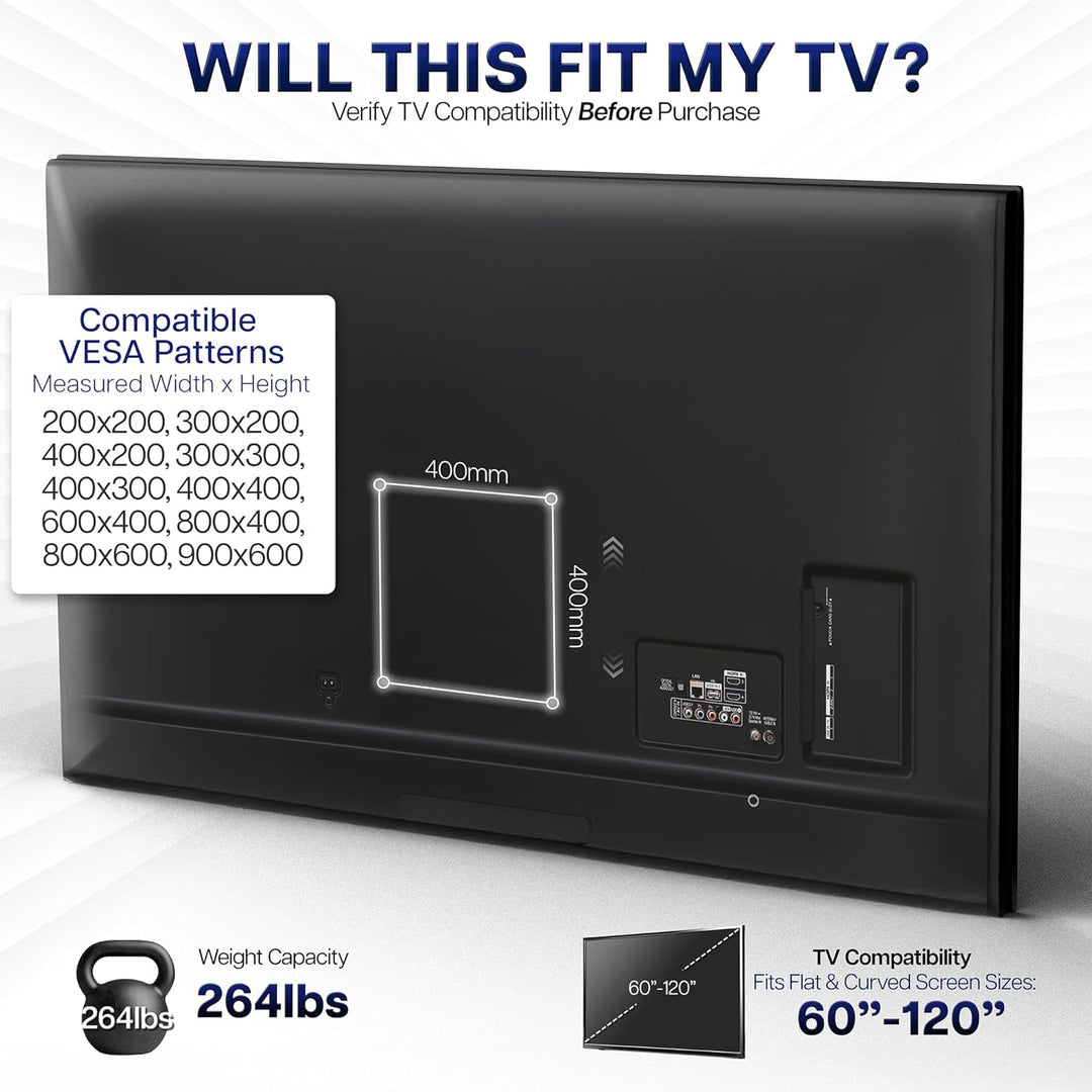 VIVO Robuste, extragrosse, schwenkbare TV-Wandhalterung mit Gelenkarm für 60 bis 120 Zoll LCD, LED,