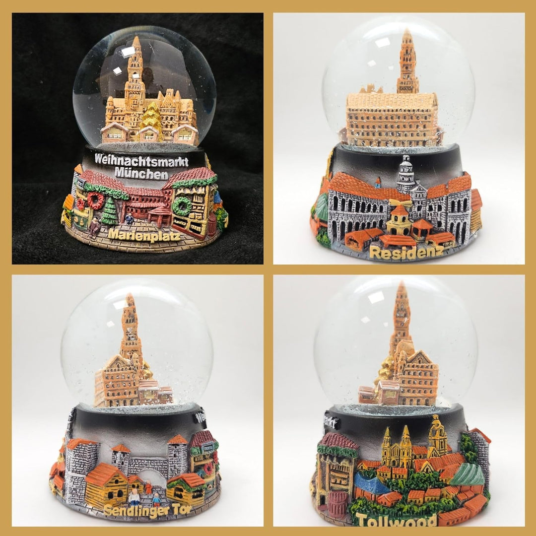 2er Set süsse Souvenir-Schneekugeln Weihnachtsmarkt München in 2 Grössen | Christkindlmarkt | Durchm