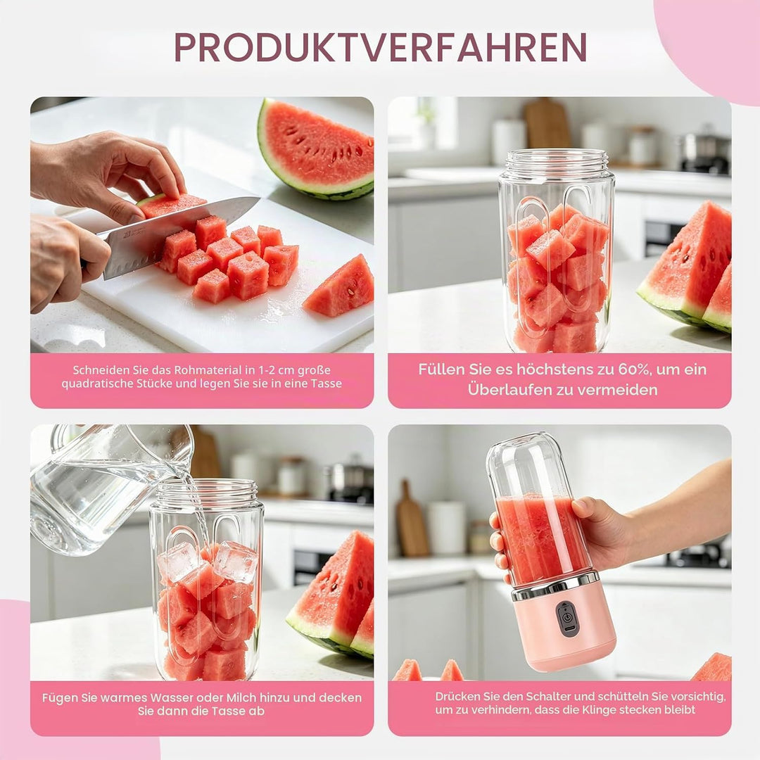 Foreverup Tragbarer Mixer, Maker to Go Mini-Standmixer, Smoothie Maker, Portabler Elektrischer Saftp
