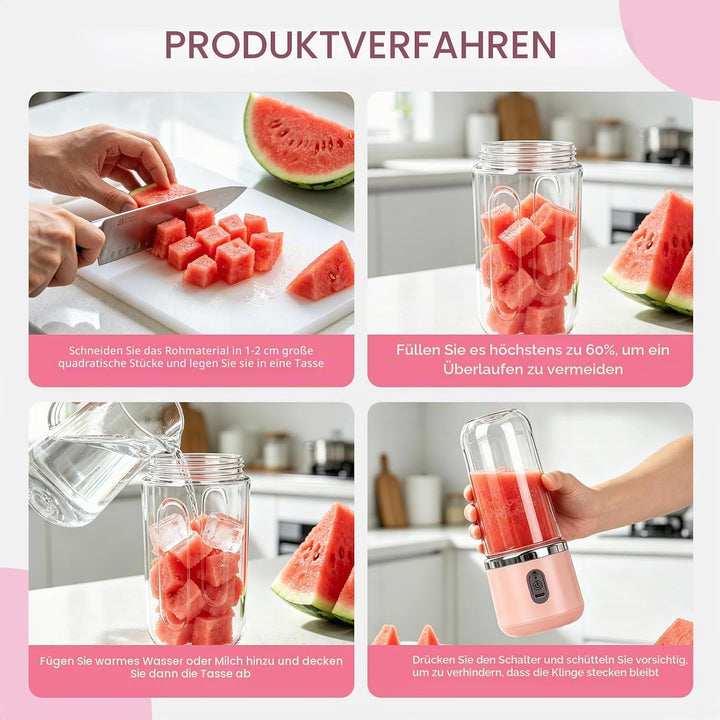 Foreverup Tragbarer Mixer, Maker to Go Mini-Standmixer, Smoothie Maker, Portabler Elektrischer Saftp