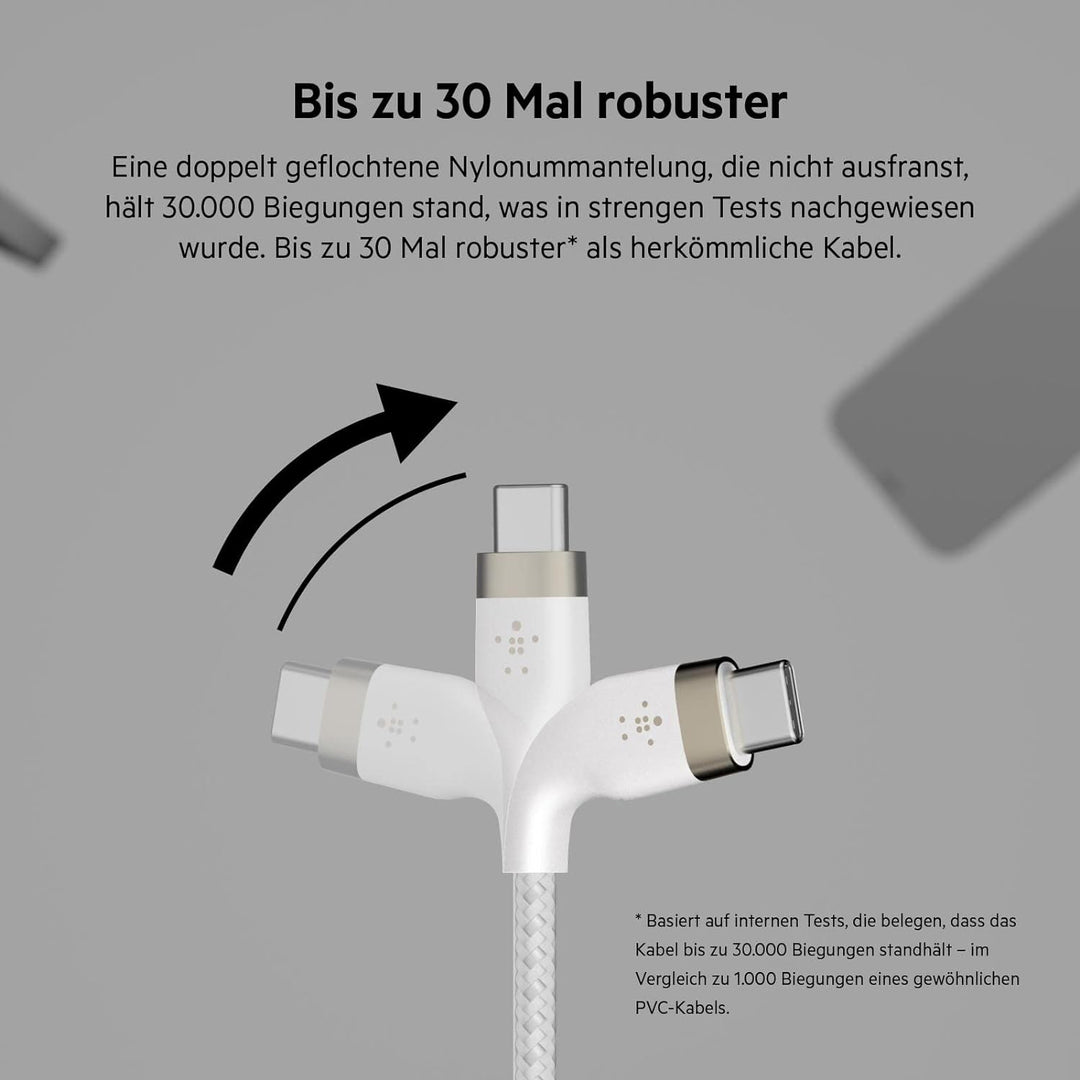 Belkin BoostCharge Pro Flex geflochtenes USB-C/USB-C-Ladekabel, USB-IF-zertifiziert zum Schnellladen