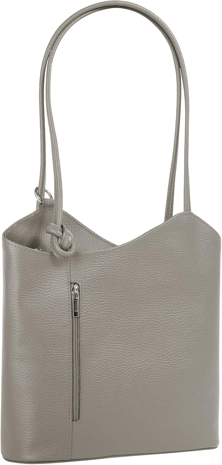 Shopper Rucksack Kombination Echt Leder Damen Made in Italy | 2in1 Handtasche | wandelbare Umhängeta