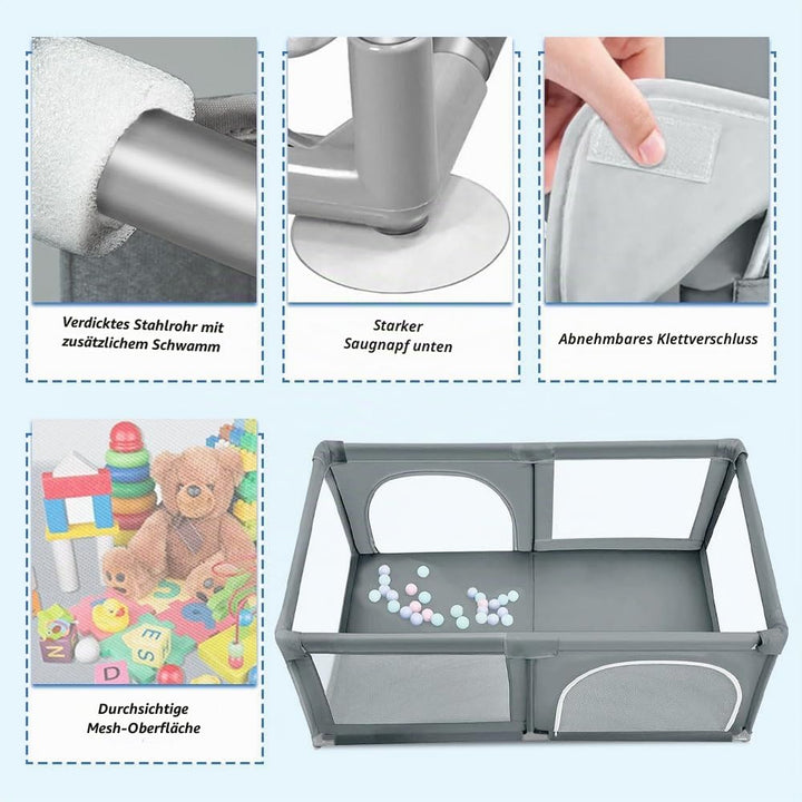 OHMG Laufgitter für Baby,Laufgitter Indoor&amp;Outdoor,Kippsicheres Kinder-Baby-Gitter,Kinderzaun mit An
