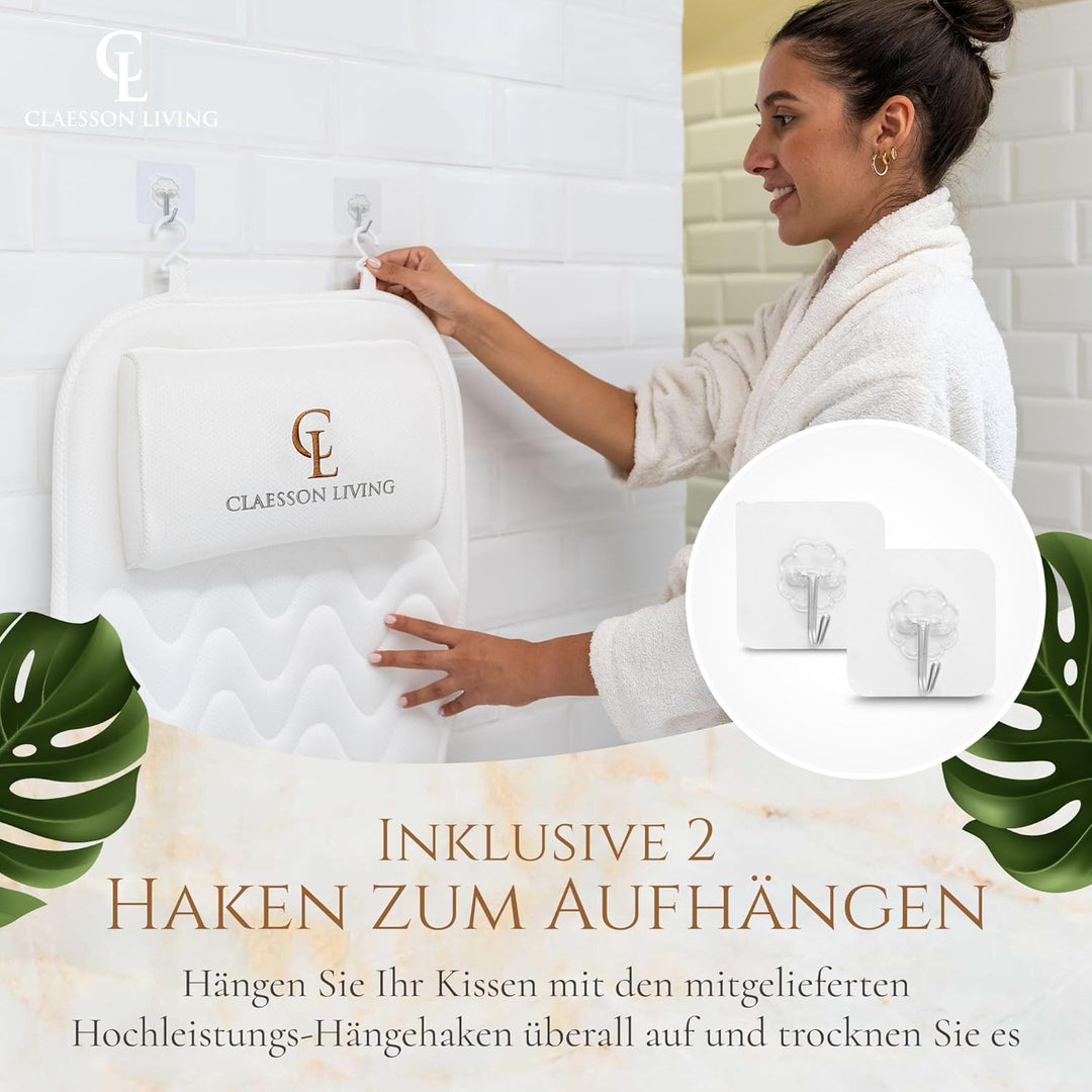 Badewannenkissen Ganzkörper Badekissen (125x43cm) - Badewannenmatte mit Kopfstütze unterstützt Nacke