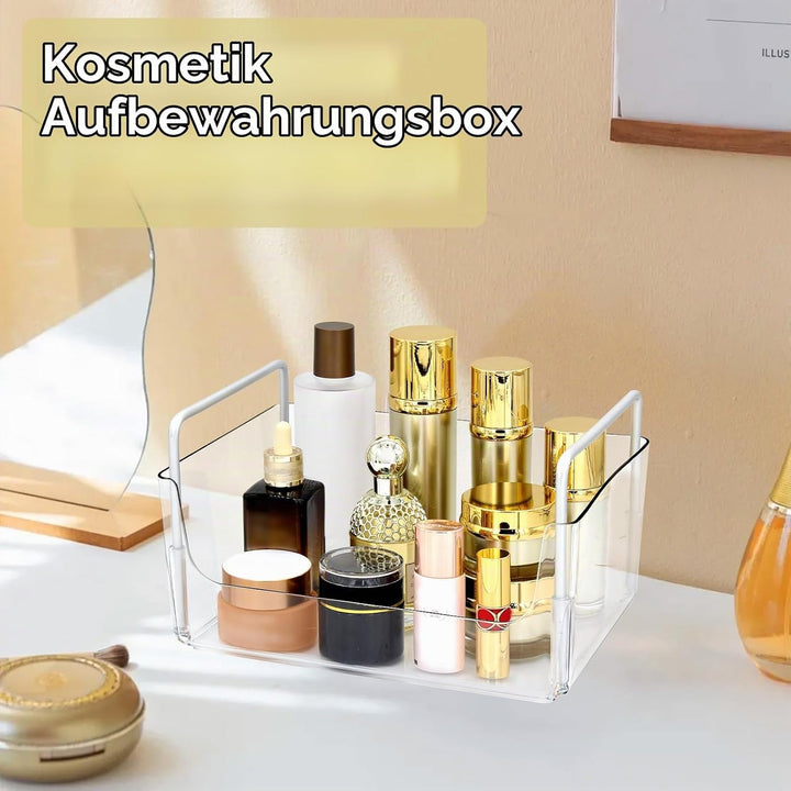Klarer Makeup-Organizer-Tablett mit Griffen Badezimmer &amp; Eitelkeit Lagerung für Kosmetik, Hautpflege
