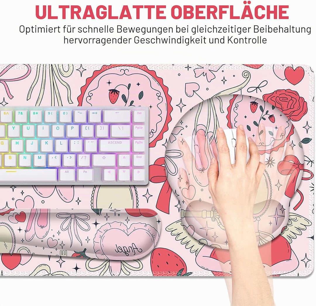 Gaming-Mauspad, grosse Schreibtischunterlage, niedlicher Schreibtischunterlage, 4-in-1 XXL-Mauspad +