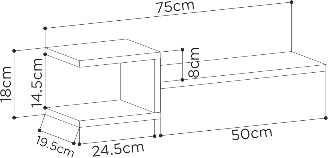 Modernes Wandregal Set mit 2 Regalen | Einzigartiges Gabeldesign | Wohnzimmer, Büro, und mehr | Buch