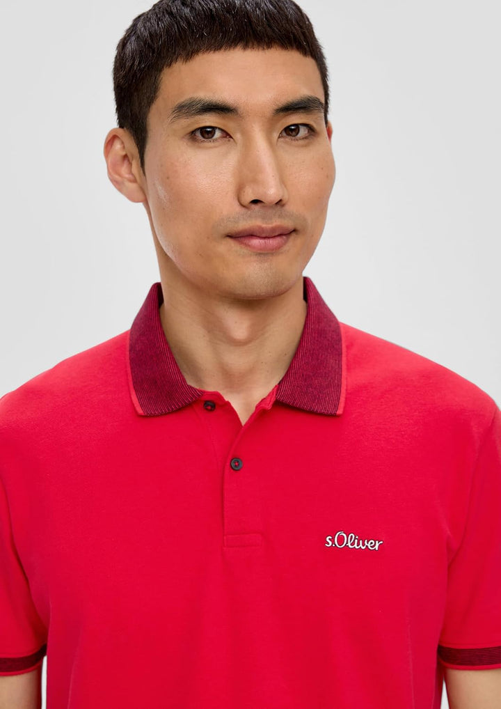s.Oliver Poloshirt mit kleinem Label-Print Poloshirt aus Baumwollpiqué S Red 3348, Poloshirt aus Bau
