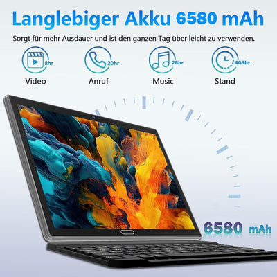 ZONKO Tablet 10 Zoll 4G LTE Tablet mit SIM Slot,Android 13 Tablet Mit Tastatur Stift,Tablet PC 64GB