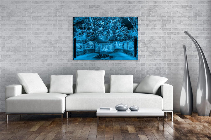 deyoli bezauberndes Aquarium mit Fischen Format 80x60 Effekt: Monocrome Blau als Leinwandbild, Motiv