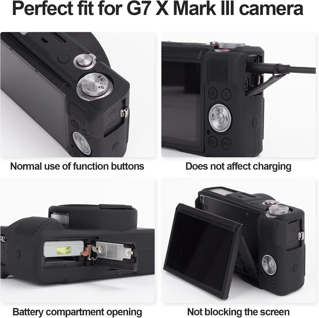 Rieibi Silikon-Schutzhülle für Canon G7X Mark III Hülle, G7X Mark III Zubehör mit 2 Stück Displaysch