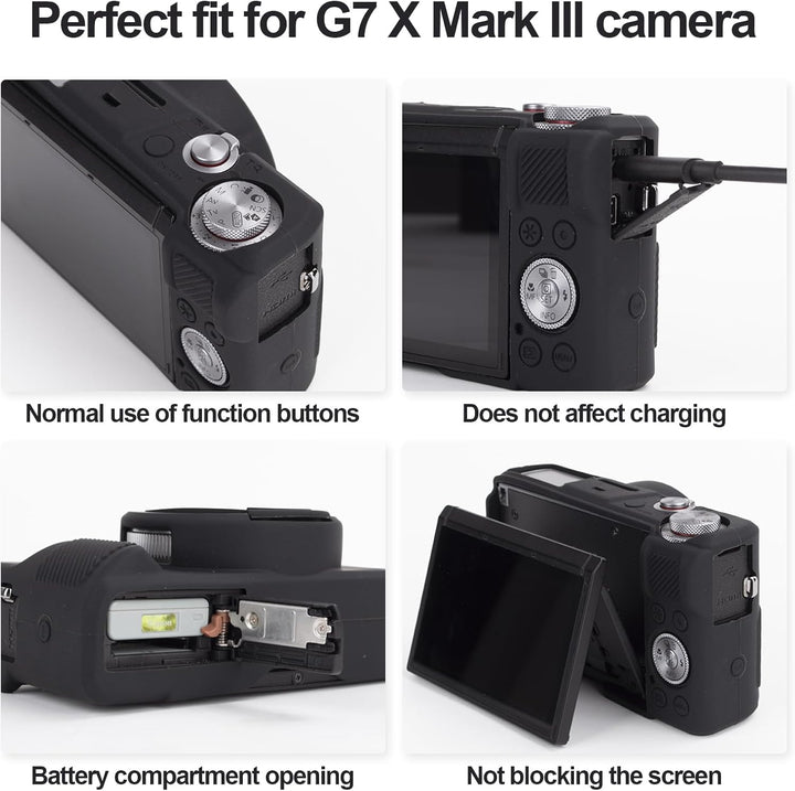 Rieibi Silikon-Schutzhülle für Canon G7X Mark III Hülle, G7X Mark III Zubehör mit 2 Stück Displaysch