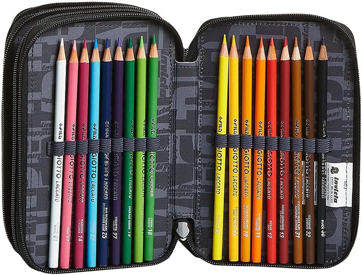 Invicta Federmäppchen, Mäppchen, mehrfarbig, Federtasche für Schreibwaren, Etui mit Stiften, Kugelsc