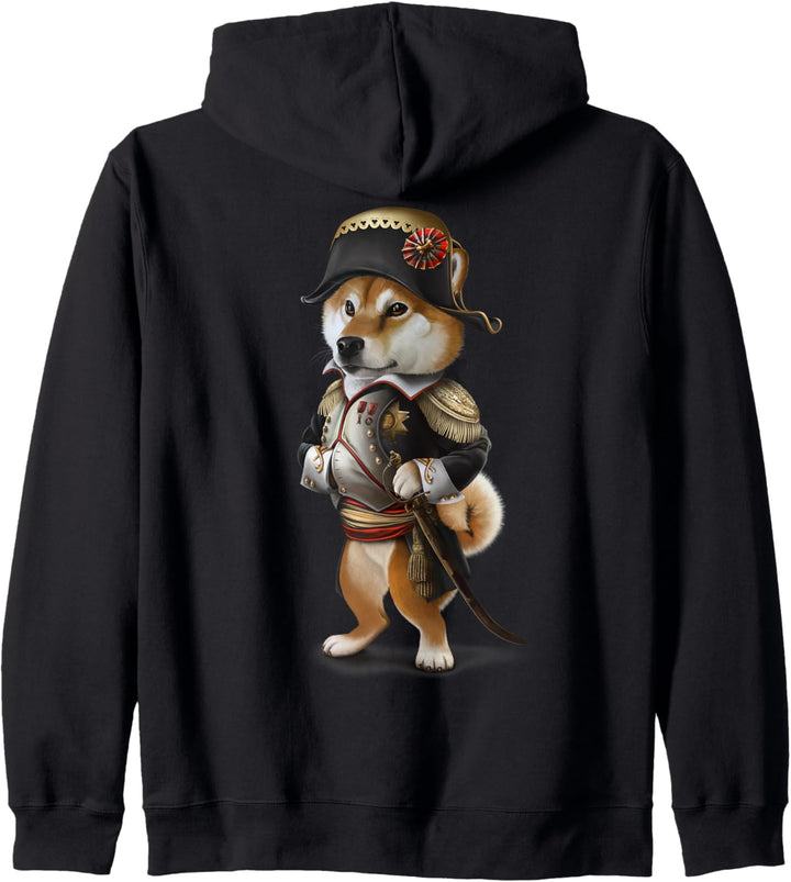 Shiba Hund als Napoleon Bonaparte aus Frankreich Kapuzenjacke