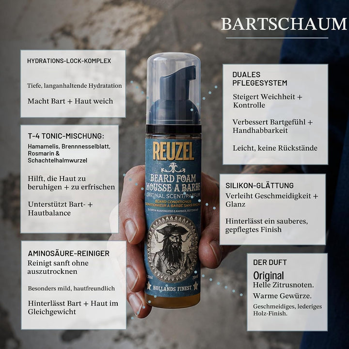 Reuzel Beard Foam, Reduces Beardruff And Itchy Skin, 70 ml