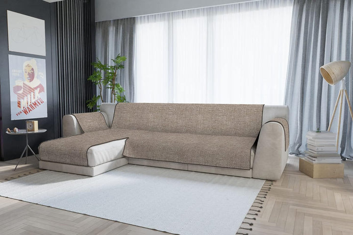 Komfort-Antigleiten-Sofa-Decke mit chaiselongue,290cm, Braun 290 cm Braun, 290 cm Braun