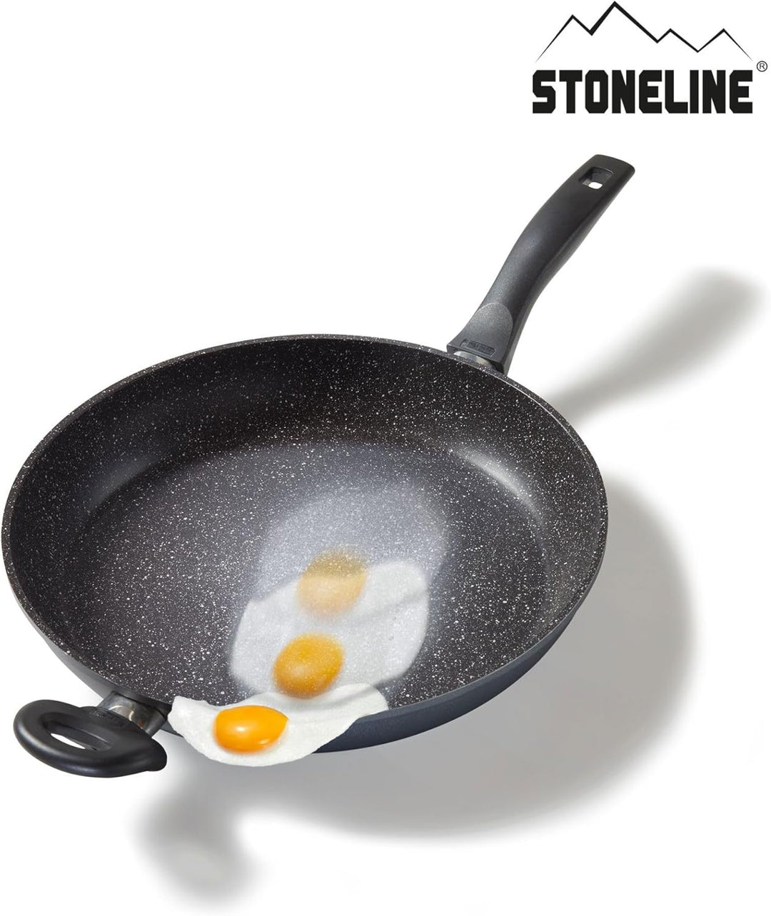 STONELINE Bratpfanne 32 cm, Pfanne Induktion geeignet, Pfanne mit echten Steinpartikeln beschichtet,