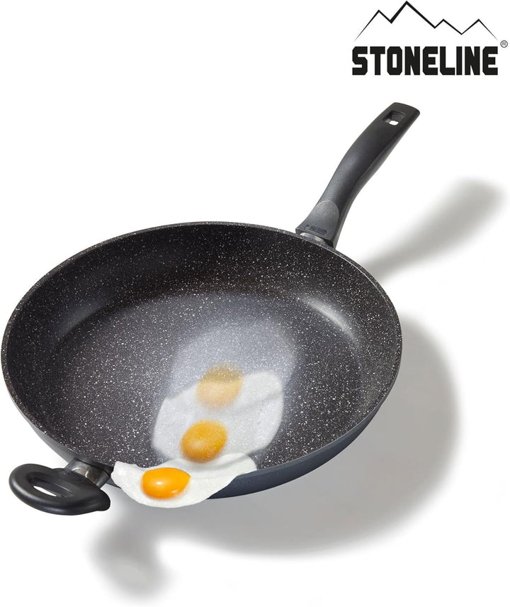 STONELINE Bratpfanne 32 cm, Pfanne Induktion geeignet, Pfanne mit echten Steinpartikeln beschichtet,