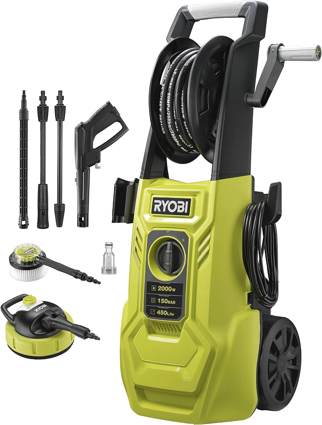 RYOBI 1800 W Elektro-Hochdruckreiniger RY150PWA (150 bar Druck, 450 l/h Fördermenge, 40° Wassertempe